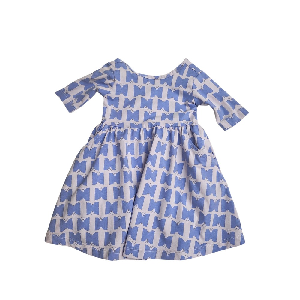 Hanna Andersson Kids 2T Blue Butterfly Print Pocket Play Dress Whimsical Organic
